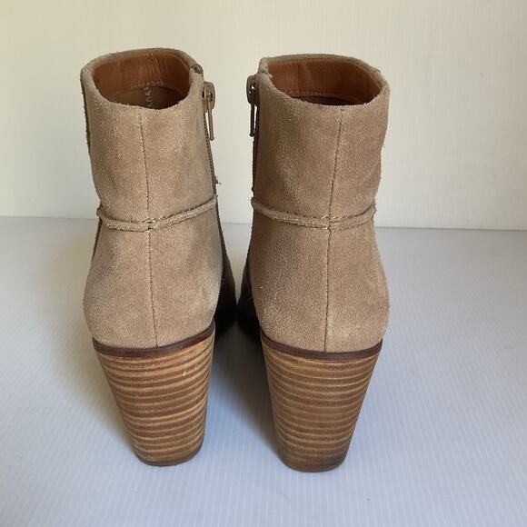 Lucky Brand Suede Ankle Boots Wedge Heel Beige Taupe Women’s Size 7.5M - Picture 5 of 10